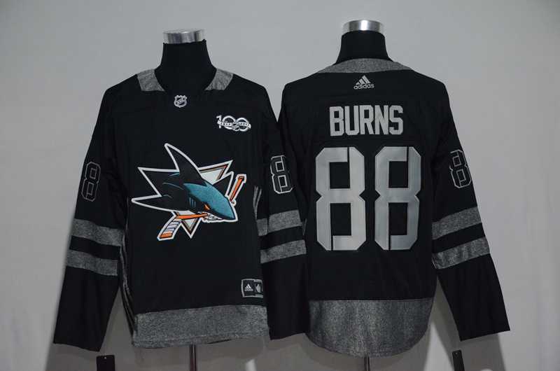 San Jose Sharks #88 Brent Burns Black 1917-2017 100th Anniversary Adidas Stitched Jersey